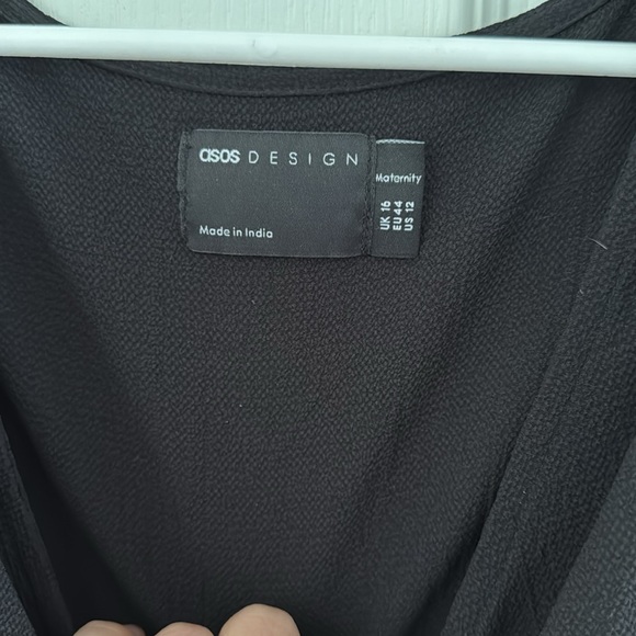 ASOS DESIGN tie front button through midi dress in black - Picture 5 of 5